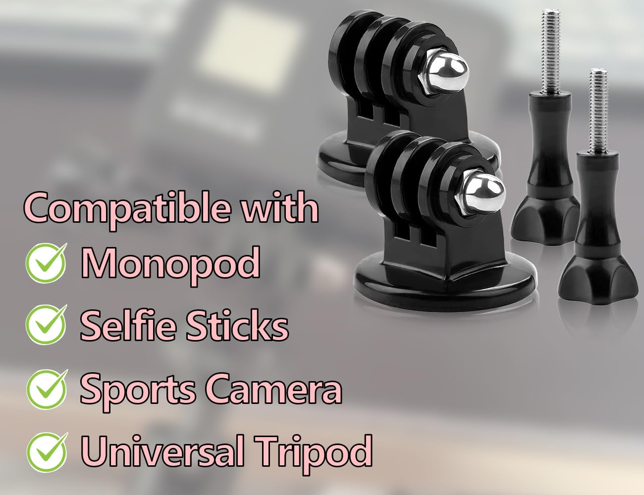 KAPSING Zestaw 2 adapterów do montażu tripod ze śrubami, akcesoria montażowe do kamer sportowych, kompatybilne z GoPro Hero 10/9/8/7/6/5