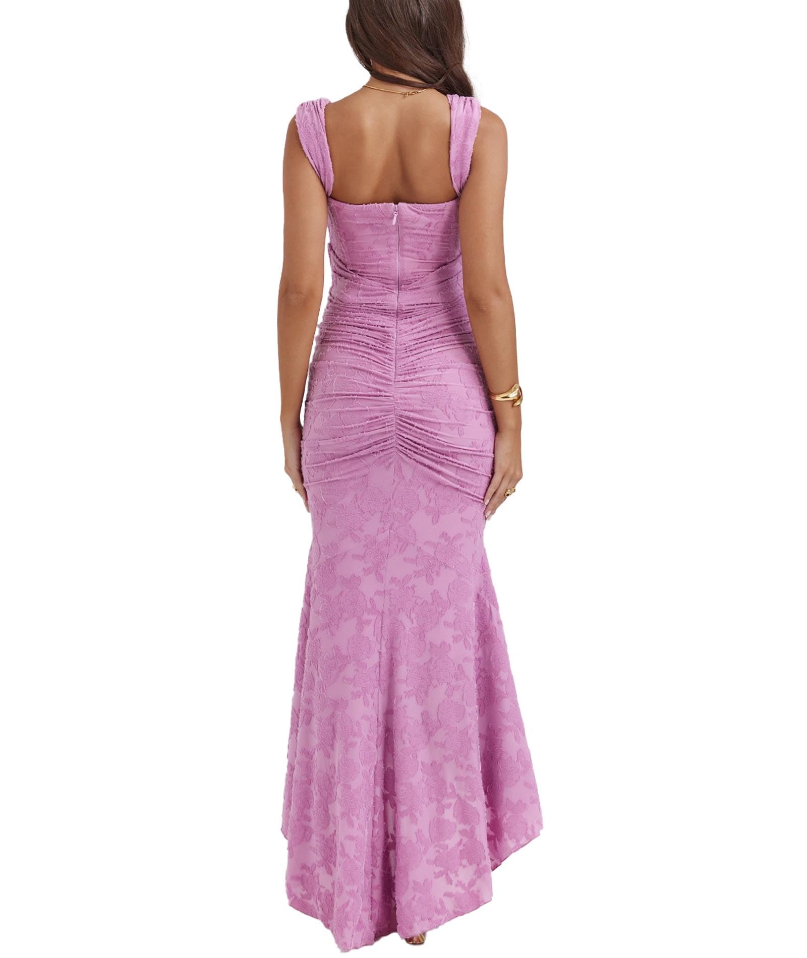 xxxiticat Vestido elegante para mujer, vestido de cola de pez, vestido de espiga, con correa para el hombro, vestido largo fruncido