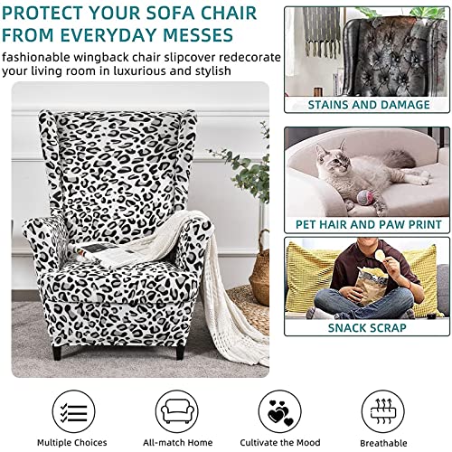 Eco-Ancheng Wingback Chair Slipcover 2 Piece Wingback Chair Cover Spandex Wing Chair Slipcovers Wingback Armchair Covers With Elastic Bottom For Living Room Wingback Chair #TOP6