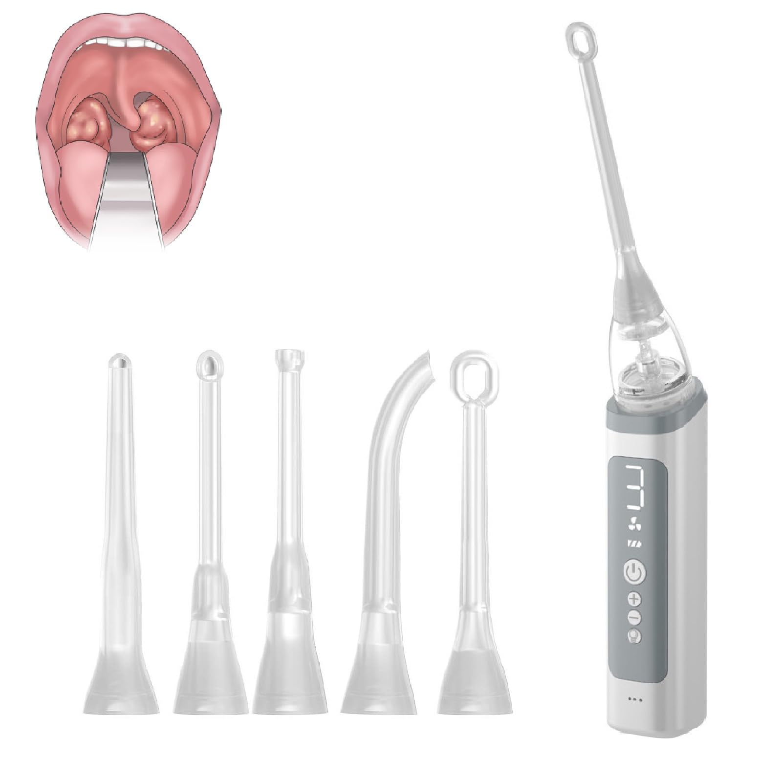 Kit portátil para eliminar cálculos amigdalinos, aspirador electrónico con 3 modos de succión