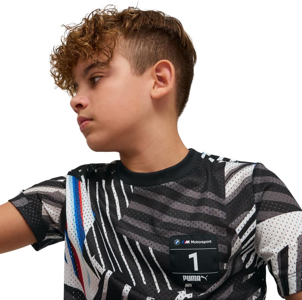 Puma Unisex-Child BMW M Motorsport Graphic T-Shirt, Puma All-Over-Print SS25, Medium