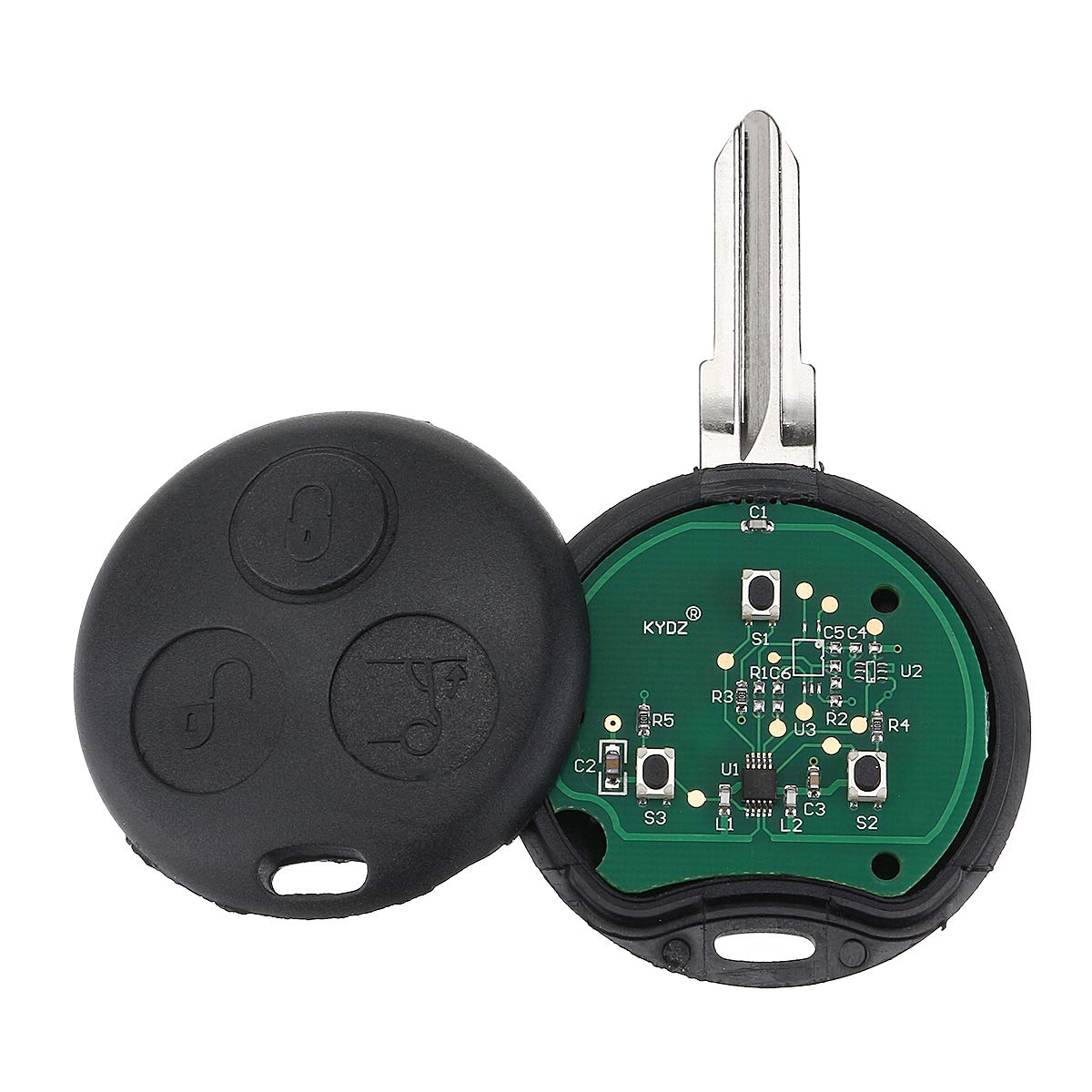 WANGCL Telecomando di ricambio a 3 pulsanti senza chiave per auto Smart City 2000-2004 / Smart ForTwo 2003-2005 / Smart Passion 2000-2004 / Smart Pulse 2000-2004 (433MHZ)