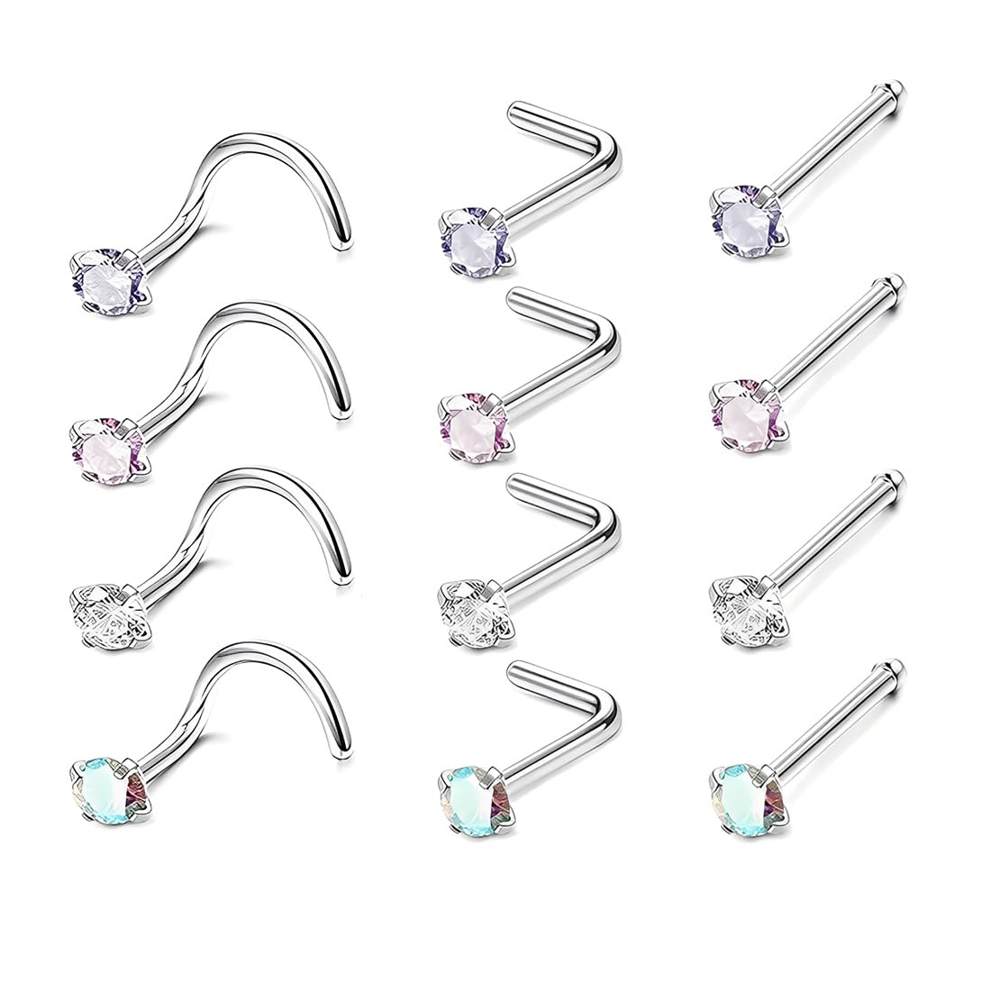 JEYORZY 12 Piezas Piercing Nariz para Mujeres Hombres, Narizs Anillo Piercing Joyería, Piercing Nariz Acero Quirurgico Pirsin Nariz Pendientes Nariz Piercings Nariz Falso Traje unisexo — view 9