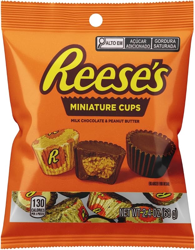 Reese's Miniature Cups | Chocolate ao Leite com Manteiga de Amendoim Importado dos EUA - Pacote de 68g