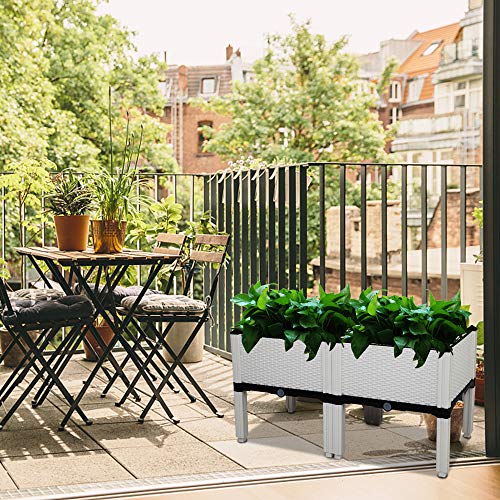 Helloland Set Of 2 Planting Box Raised Garden Bed Set Patio Planter Boxes For Vegetable Flowerfruit Planting (White) #TOP2