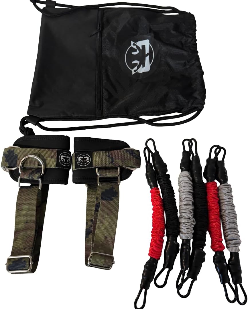 Shorty Superset: Set of 6 10-inch snap Proof Resistance Bands with Ankle Straps