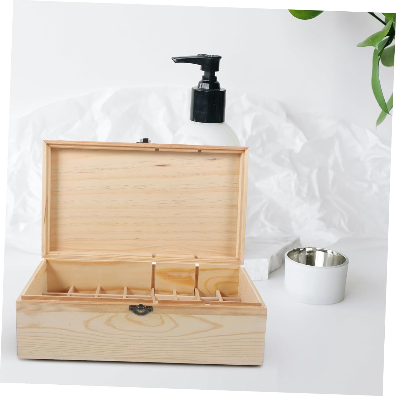 Wooden Essential Oil Storage Case Essential Oil Roller Bottles Organizer Aromatherapy Box Snap Closure Travel Case Random Style