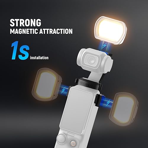 Miniatura 4 de NEEWER Basics - Paquete de 2 luces auxiliares magnéticas compatibles con DJI OSMO Pocket 3 Gimbal Camera Creator Combo, USB C recargable, mini luz
