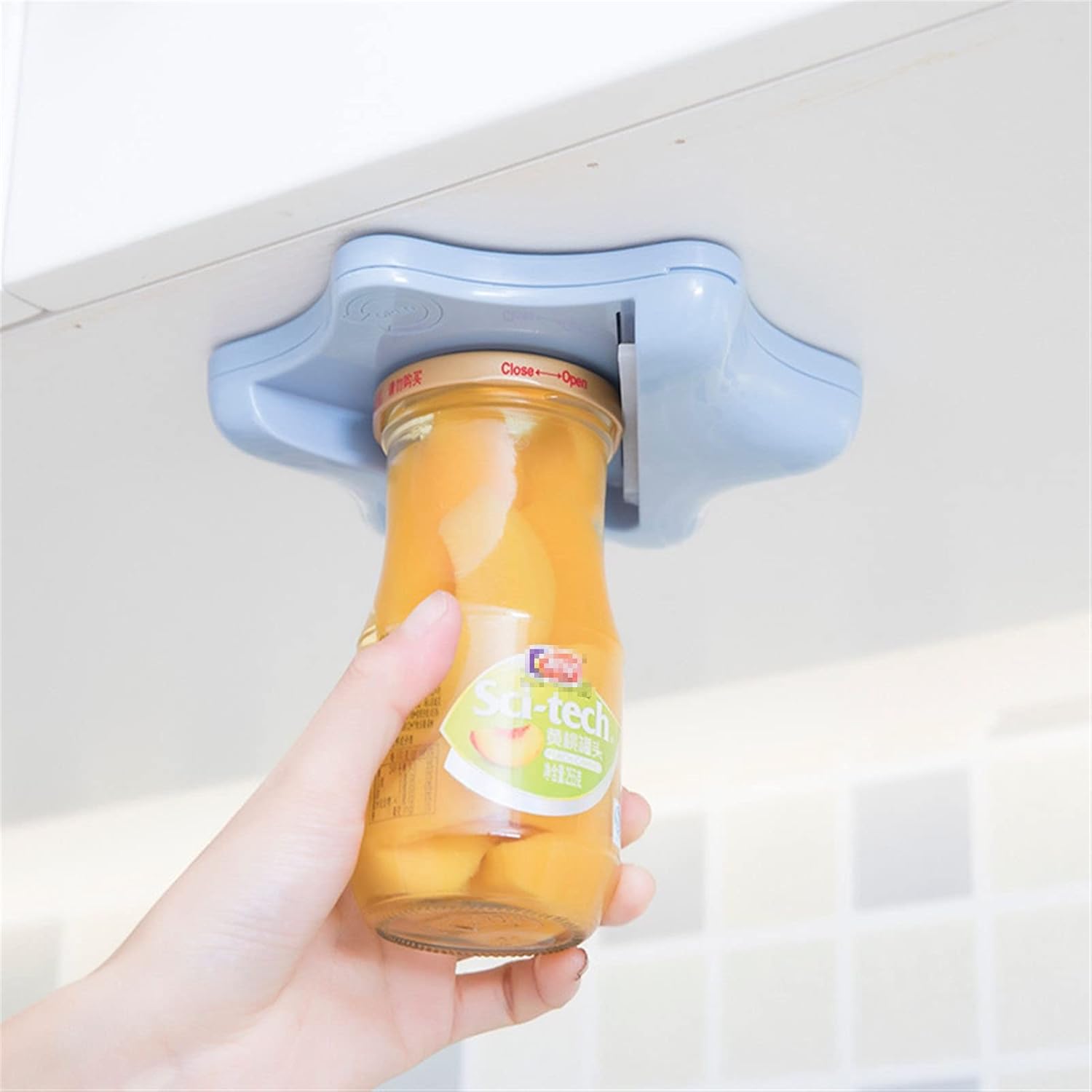 Can Opener Creative Lid Opener Under The Cabinet Self-adhesive Jar Bottle Opener Top Lid Remover Helps Tired or Wet Hand Random (Color : Orange)