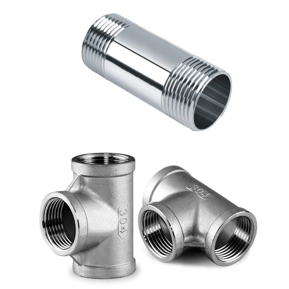 Raccord de tuyau en acier inoxydable en T pour rénovation de plomberie maison mâle NPT