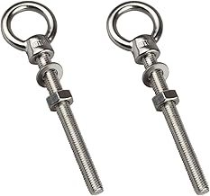 M10 x 100mm Long Eye Screws with Washers and Hex Nuts 316 V4A A4 Stainless Steel Eye Bolts for Fixing and Hanging (Pack of 2)