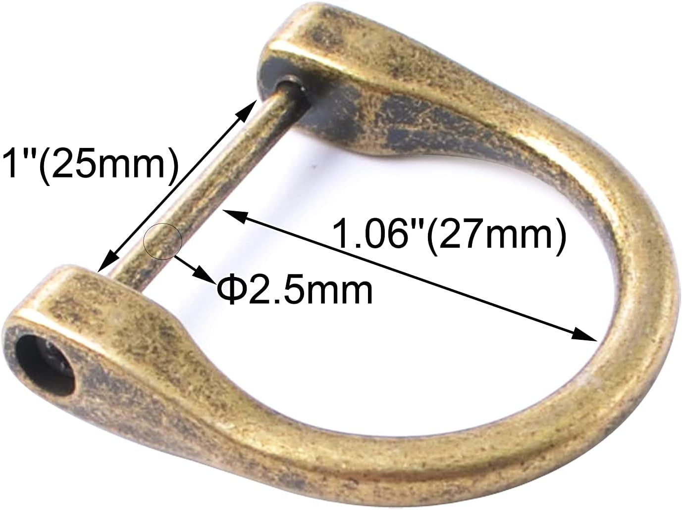 Bobeey 8pcs 1 inch D-Rings Horseshoe Shape U Shape D Rings Screw in Shackle Horseshoe Shape D Ring Replacement Purse Accessories Keychain BBC6 (1'', Antique Bronze) … - Image 2