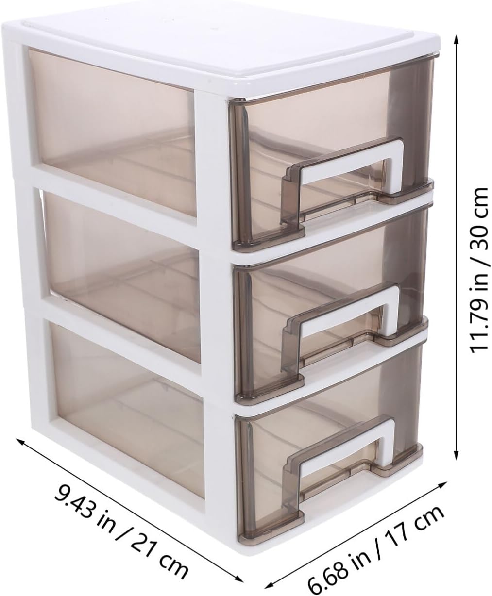 STOBOK Storage Drawer, 3 Layers Plastic Container Storage Cabinet with Drawers Cosmetic Organizer Makeup Organizer Drawer Storage Drawers Organizer Locker Desk Storage Box