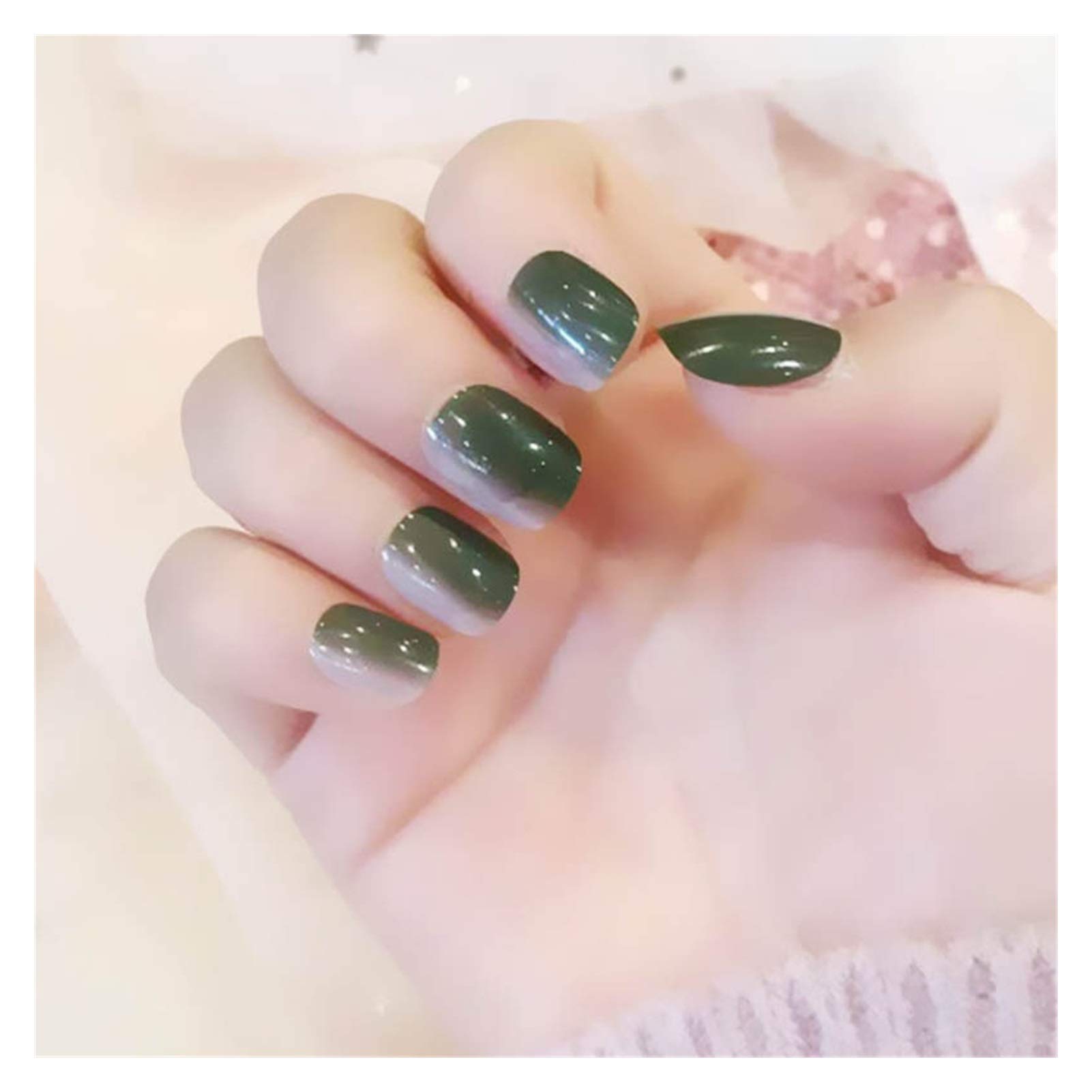 Amazon.com: TMP1105 24pcs/Box Simple Style Gradual Gray Color False Nails  Press on French Cute Short Size Fake Nails Full Nail Tips : Beauty &  Personal Care