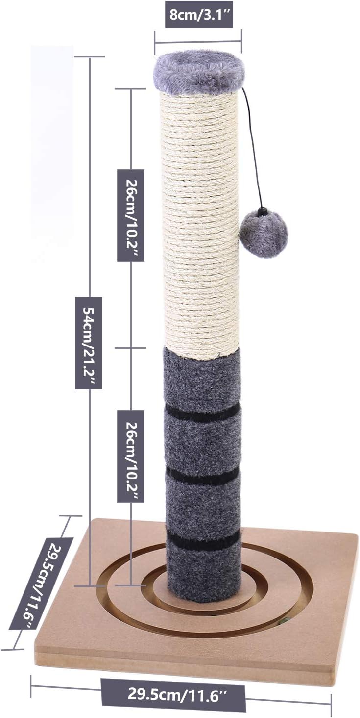 PAWZ Road 22” Cat Scratching Post Combines with Cat Interactive Toy -Gray