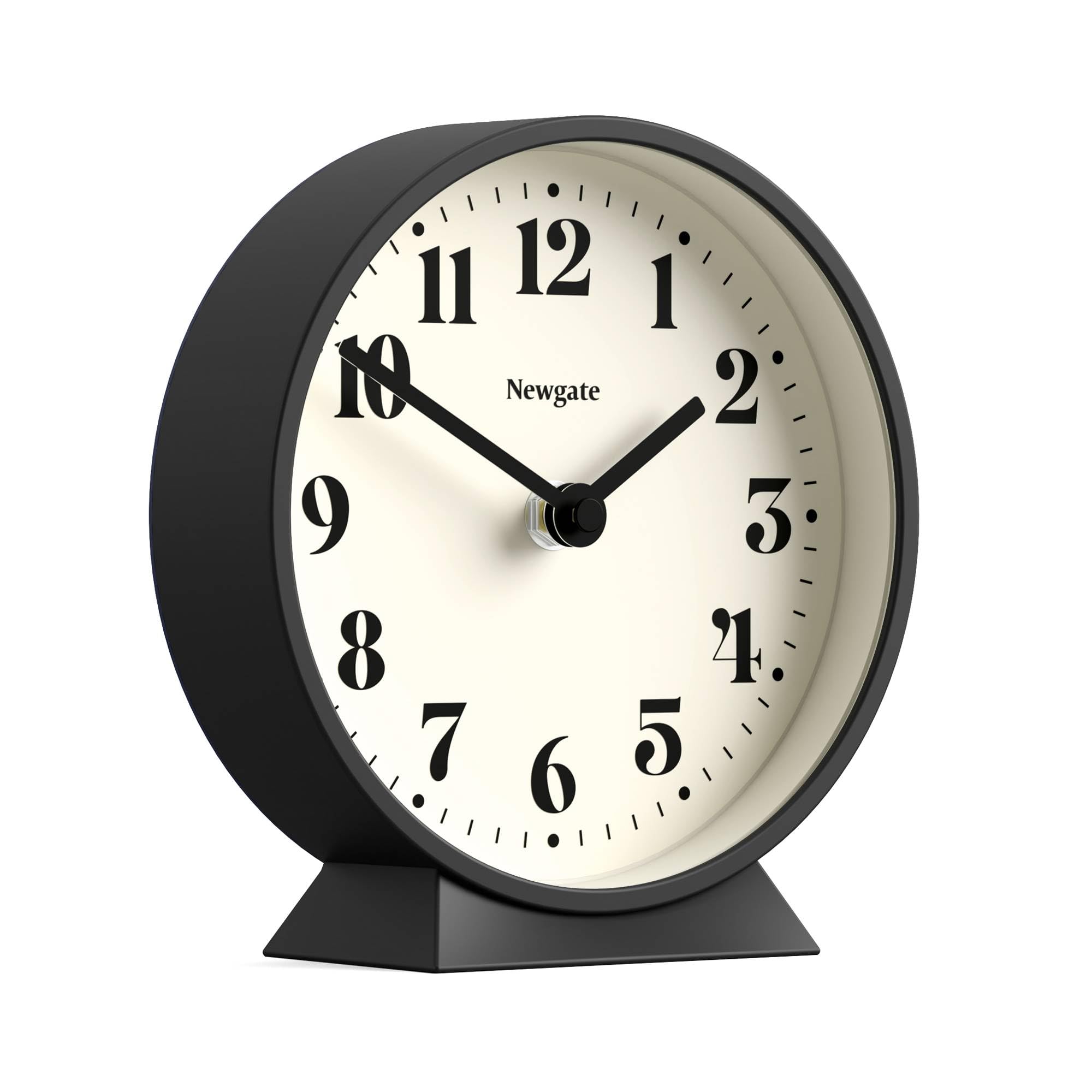 Newgate Black Newgate® Theatre Mantel Clock | Modern Classic Round Design | | Contemporary Style For Desk, Table, Shelf Or Bedside