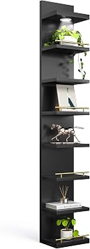 DurayLoly 8 Tier Wall Shelf Unit, Wood Floating Shelves, Display Shelf with LED Light, Floating Shelf for Living Room, Bedroom or Vanity Storage