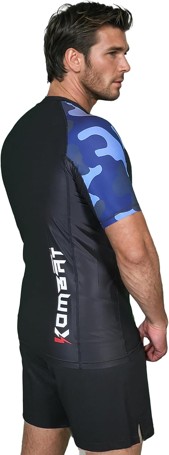 KOMBAT USA Short Sleeve Rash Guard KC Ocean & Snow | MMA, BJJ Comprasion Short Sleeve | Jiu Jitsu, Men’s BJJ, No GI