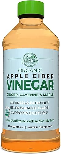 Country granjas orgánico Vinagre de Sidra de Manzana, 16oz. Por botella (paquete de 5)