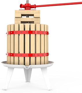 3.2 Gallon Fruit Wine Press - 100% Nature Apple&Grape&Berries Crusher Manual Juice Maker for Kitchen, Solid Wood Basket with 6 Blocks Heavy Duty Cider Wine Making Press