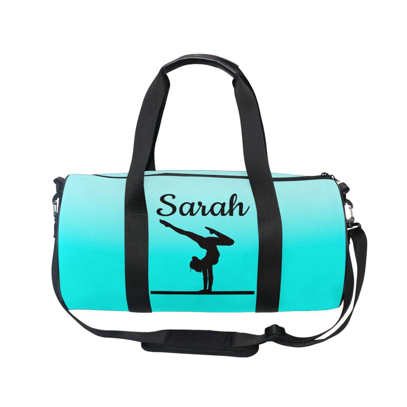 Personalised Gymnastics Bag for Girls Custom Name Kids Gym Bag Dance Bags Gymnastics Blue Turquoise Gradient Sport Gymnastics Equipment Storage Customise Gymnastics Gifts for Gymnastics