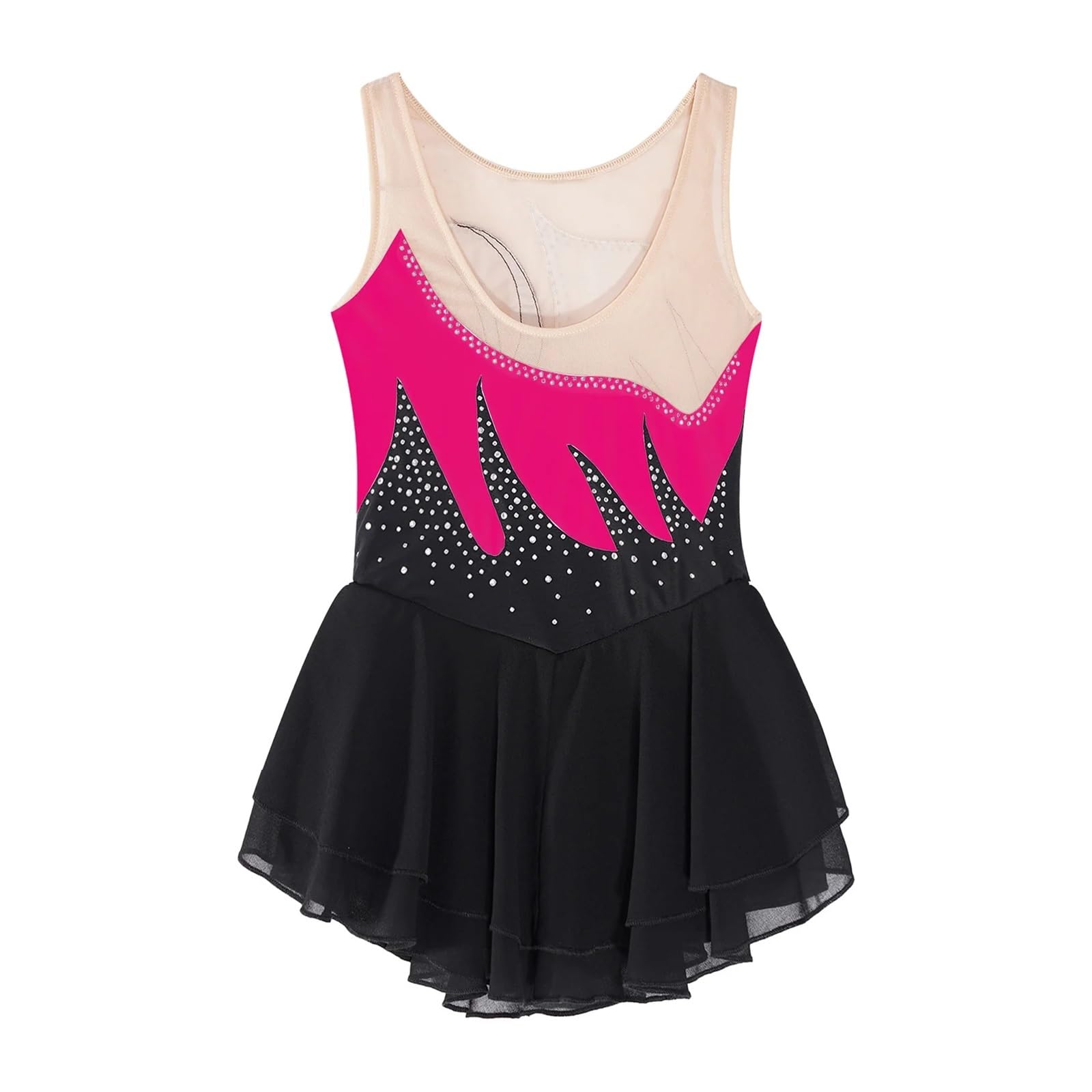 Vestido de Patinaje Artístico Traje de patinaje artístico for niña, sin mangas, con diamantes de imitación, for danza, gimnasia, ballet, danza lírica