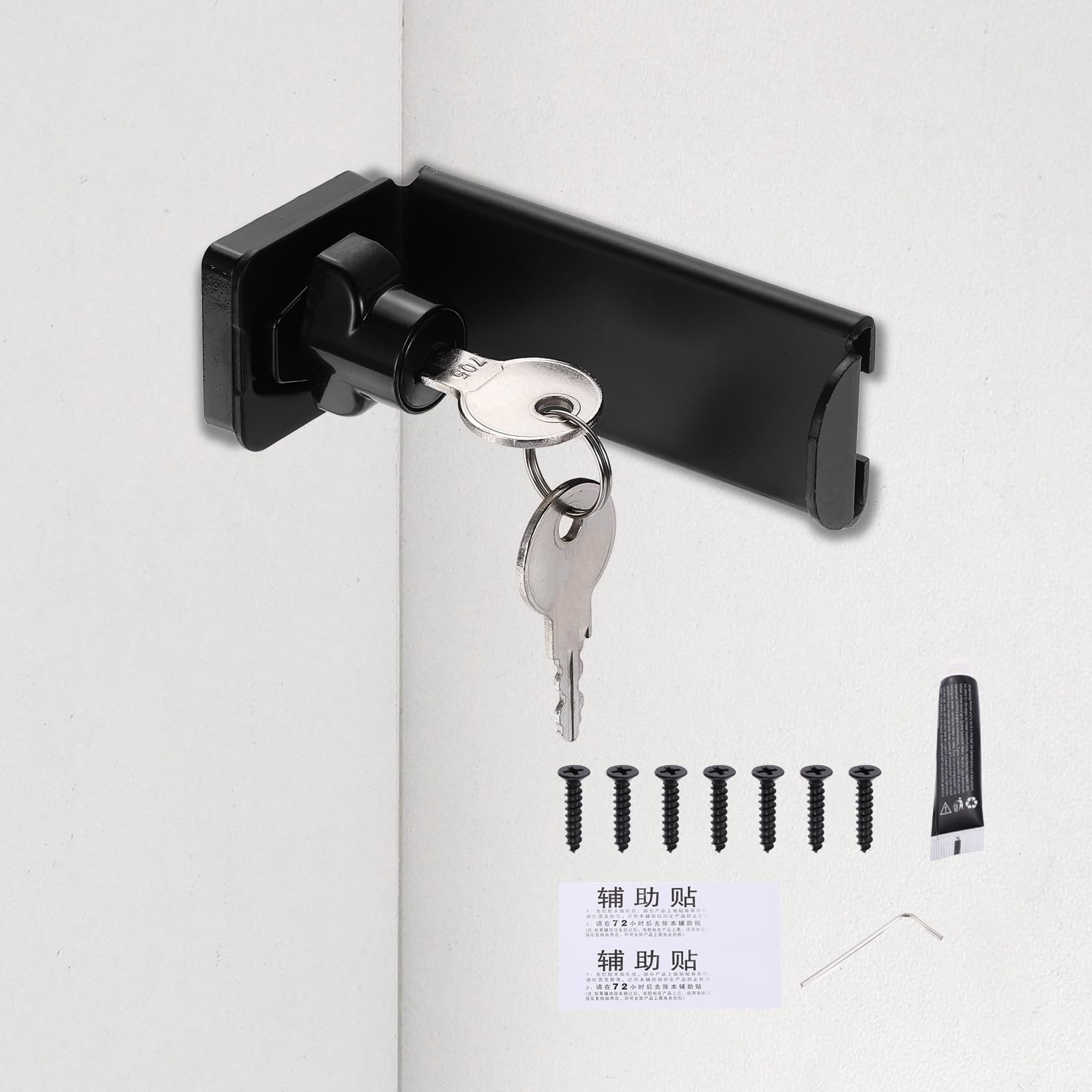 Loquet de porte coulissante à clés en acier laminé pour abri et grange