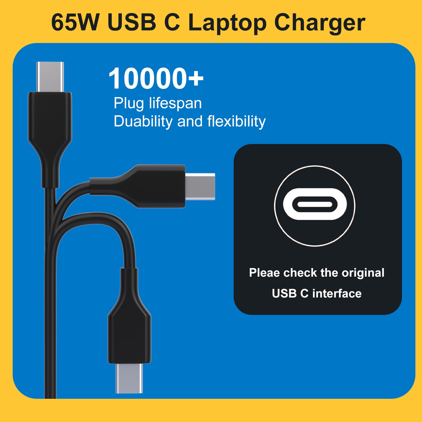 Chargeur USB C 65 W pour Ordinateur Portable Compatible avec ASUS Zenbook S16 15 14 S14 A14 13 S13 Chromebook Vivobook Expertbook C302C C213 C214 C436 C523 UX390UA UX490 UX325 UX393 UX371 Adaptateur