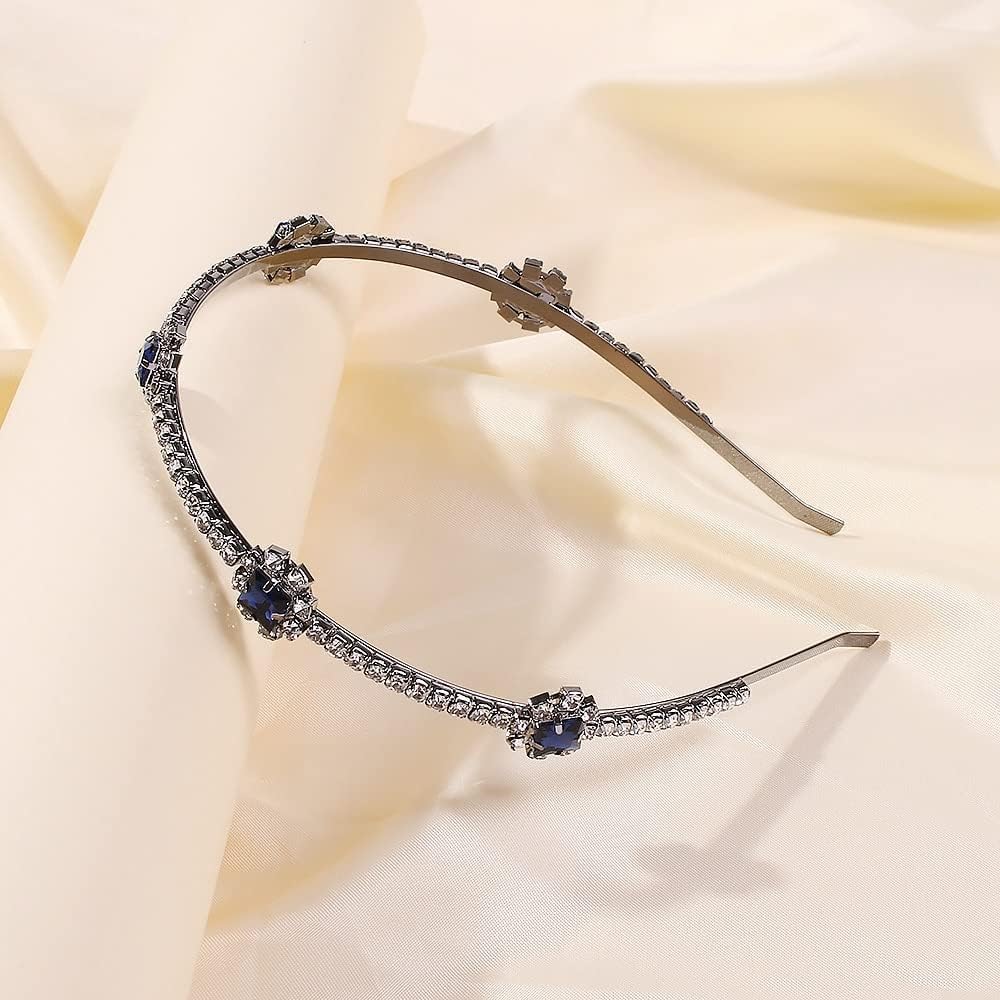 Opaska do włosów dla kobiet z opaską z kryształkami Rinestone świecąca SquaCrown Diadem obręcz do włosów Vintage akcesoria do włosów nakrycie głowy /731/282