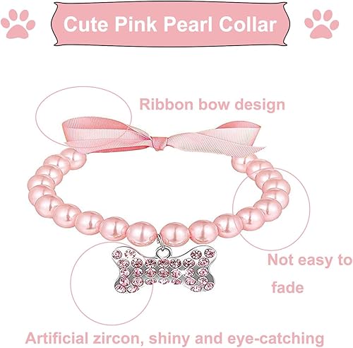 Miniatura 2 de Collar de perlas para perro, perro pequeño, gato, diamantes de perlas de perro, joyería de collar de perlas para mascotas, collar de perlas lindo