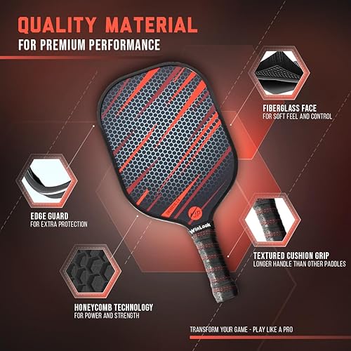 Miniatura 2 de JP WinLook Juego de 2 paletas de pickleball de fibra de vidrio para mujeres y hombres con 3 pelotas de pickleball para jugar en interiores o