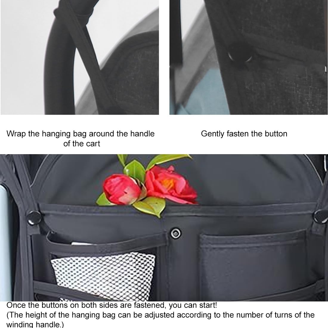 Organizer Universale per Passeggino, Borsa Per Passeggino, Borsa Portaoggetti Sospesa in Rete, Borsa Passeggino Grande, Borsa Organizer Universale