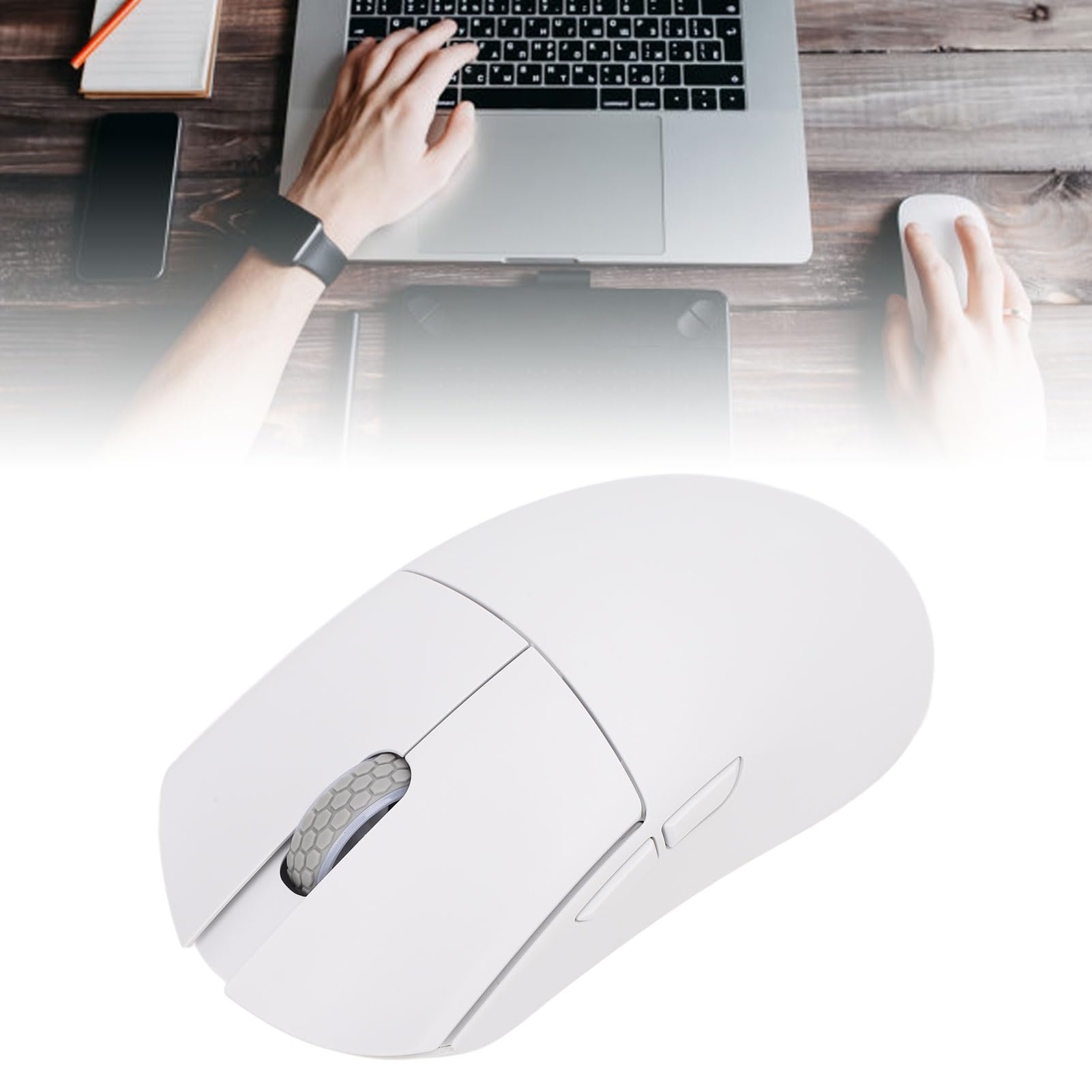 Bezprzewodowa Mysz do Gier, Przenośna 3 Tryby 2,4 GHz USB C Mysz Bluetooth 5.0, Programowalna Mysz do Gier Komputerowych 26000 DPI