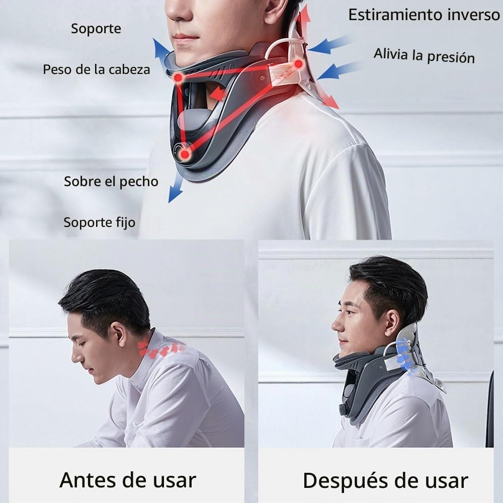 HEYOUTH Dispositivo de Tracción Cervical Ajustable y Ligero - Soporte para Cuello con Airbag, Alivio Dolor y Alineación Vertebral para Uso en Hogar
