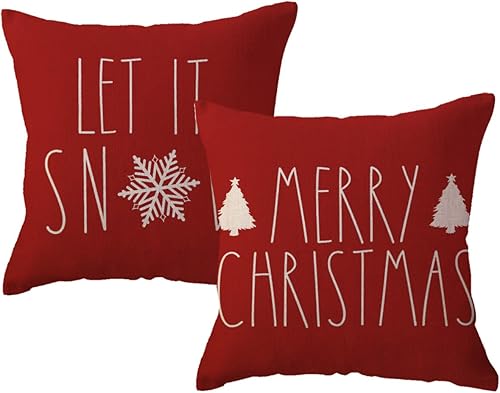 Miniatura 8 de Fundas de almohada rojas de Feliz Navidad, decoraciones de vacaciones de invierno, árbol de Navidad, copo de nieve, decoración de Navidad,