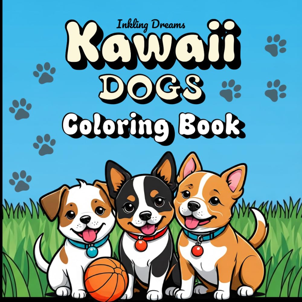 Kawaii Dogs Coloring Book: 40 Cute One-Sided Coloring Pages | Bold and Cosy Coloring Book For All Ages