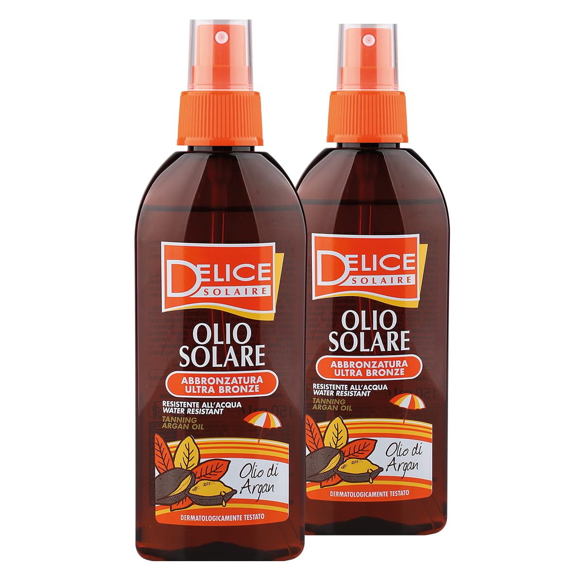 Delice Solaire | Olio Solare Abbronzatura Ultra Bronze, con Olio di Argan, da 150 ml, Confezione da 2 Pezzi