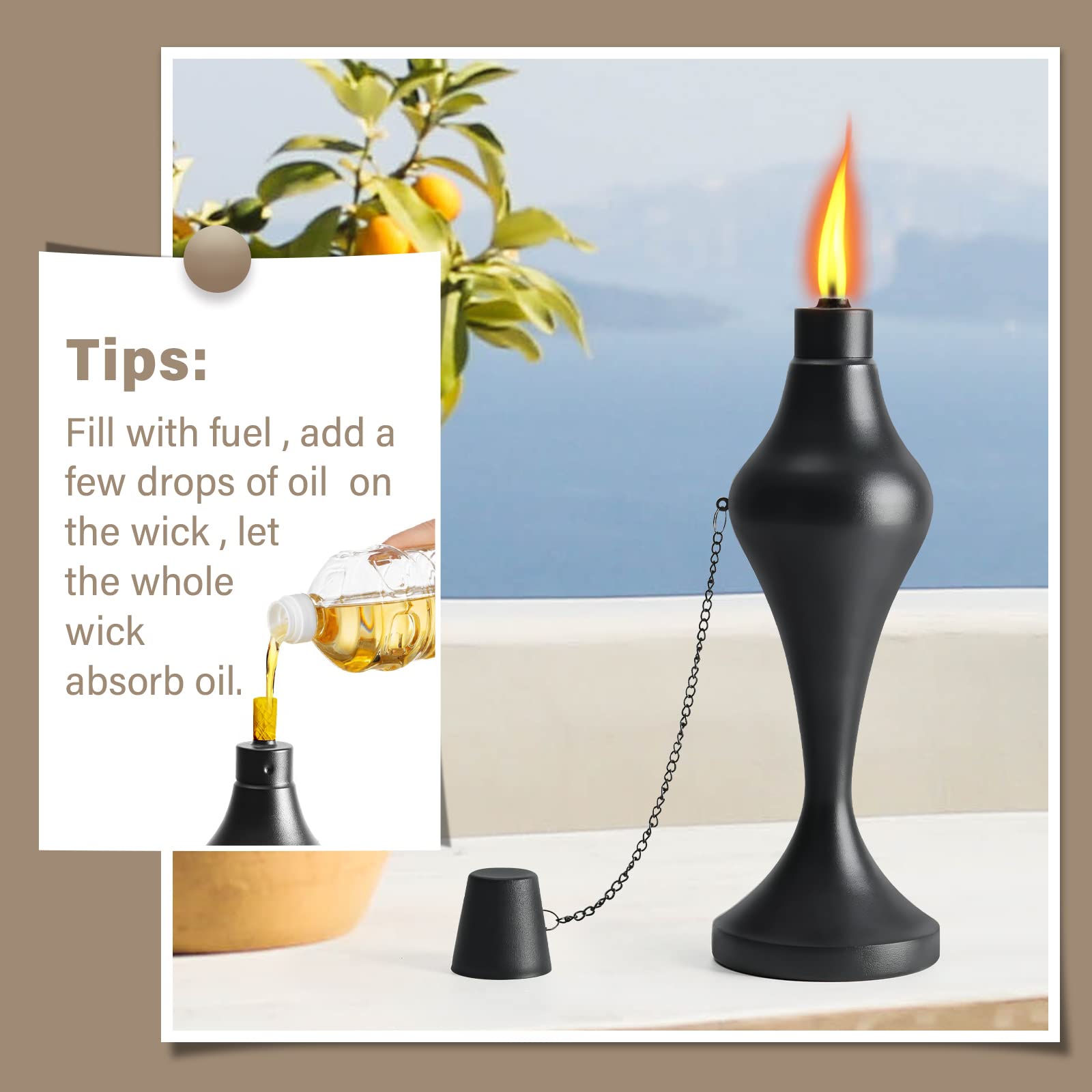 Amazon.com: FAN-Torches 4 Pack Metal Table Top Torches, 18 oz