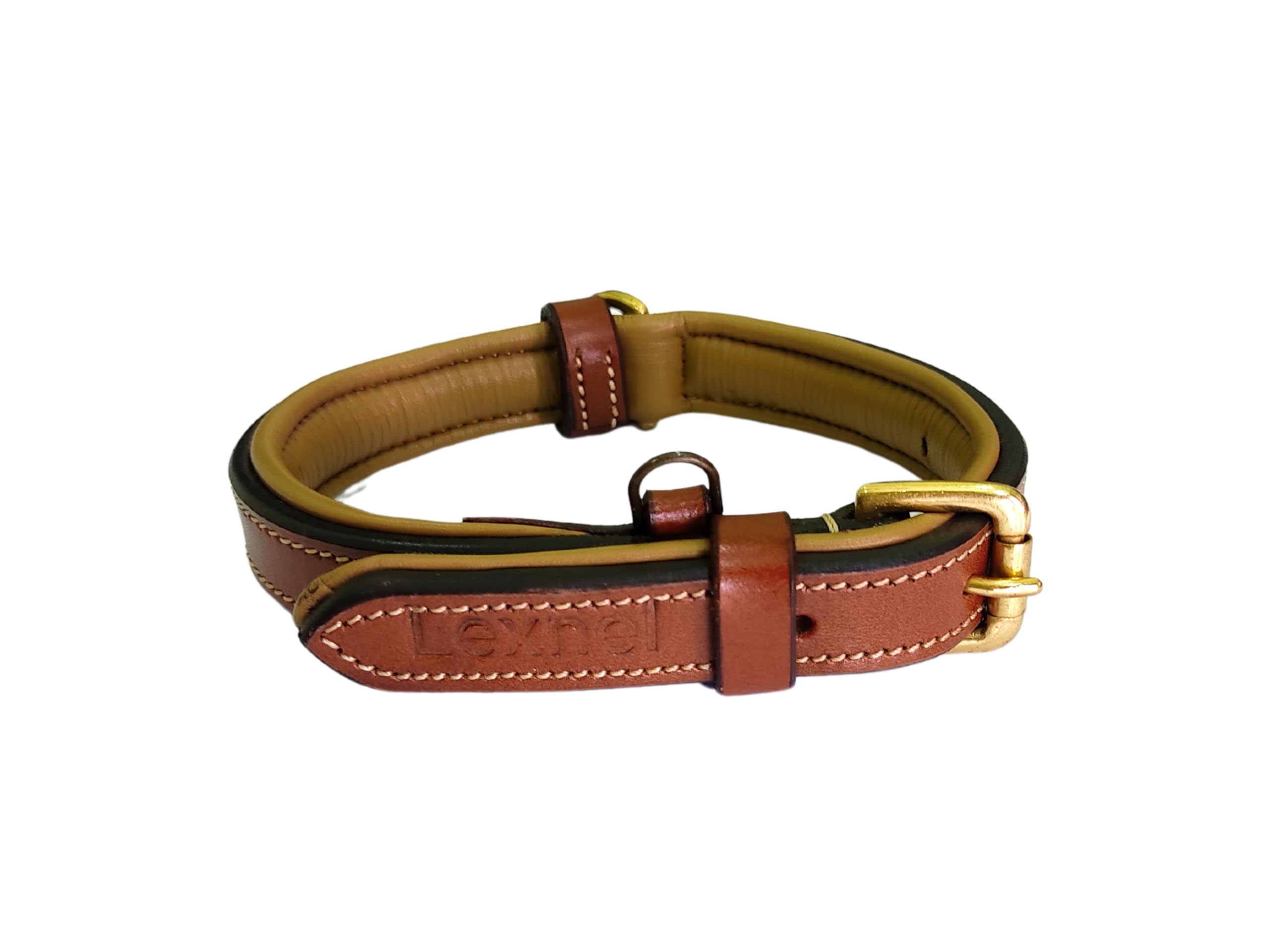 LEXNEL Padded Leather Dog Collar, X-Small Dog Collar, Wide Heavy Duty Genuine Leather Dog Collars, 16" Long x 16MM Wide, Fits Neck Size 11" to 14" Inches (Brown) (B0CLXWV72H) Amazon Price History, Amazon Price Tracker