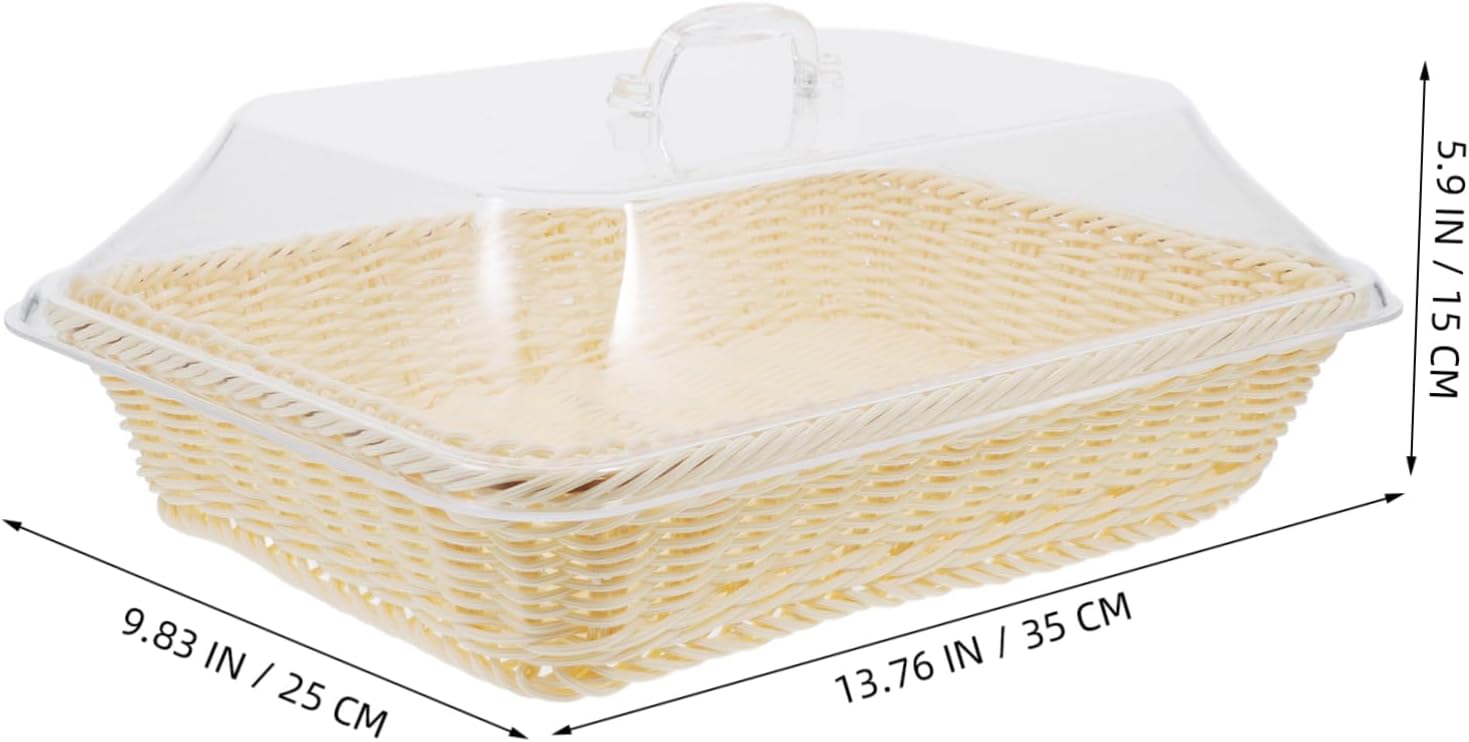 CHILDWEET Decorative Baskets Bread Serving Basket Woven Fruit Bread Vegetable Lid