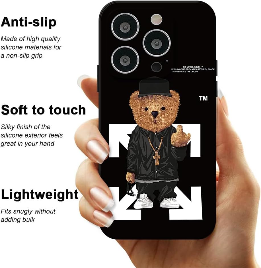 Cool Case Compatible with iPhone 16 Pro Max case,Designer for Boys,Funny Aesthetic Soft Silicone Gel Rubber Shockproof Cover Full Body Drop Protection (for iPhone 16 pro max) Black - Image 3