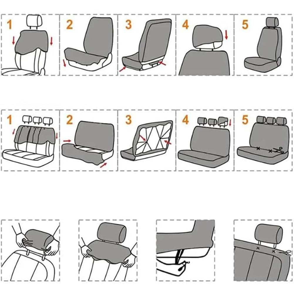 9 Piezas Fundas de Asiento de Coche para Toyota Vios Yaris Sedan ATIV Limo XP150 2013-2022, Fundas de Tela Antideslizantes para Asientos Delanteros y Traseros Accesorios Interiores,G