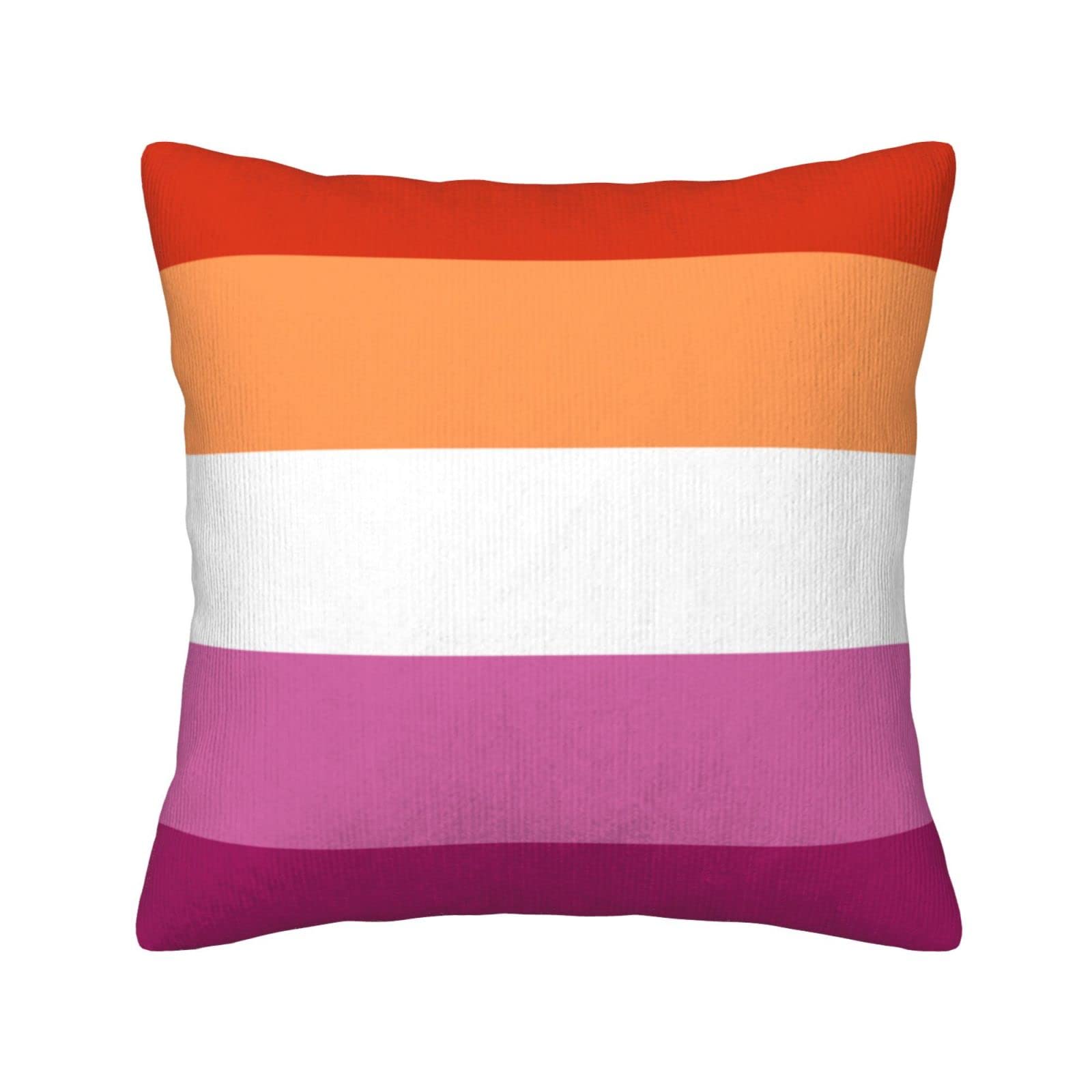 Yingd Printed Pillowcases Lesbian Pride Flag Square Pillowcase Plush Cushion Cover 45X45cm