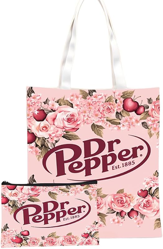 Necessaire de lona Dr Pepper MONNYCAR com zíper, estampa floral, 20,07 cm x 15 cm, modelo D0020+F0402