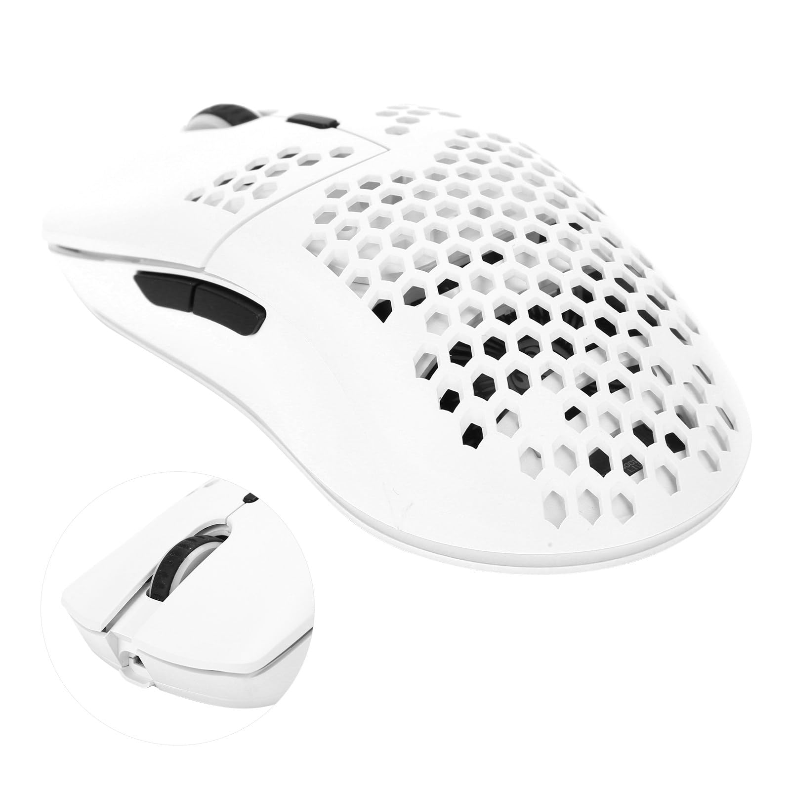 Dilwe Mouse da Gioco Wireless T66, Mouse RGB 6 Pulsanti Proggrammabili, Sensore Ottico 3600 DPI, Struttura Nido d'Ape, Disegno Ergonomico, Batteria al Litio Ricaricabile(Bianca)