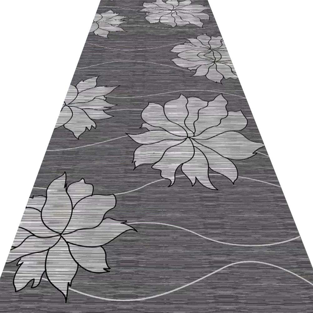 Alfombras de pasillo largo lavables color gris con flores tamaño personalizable