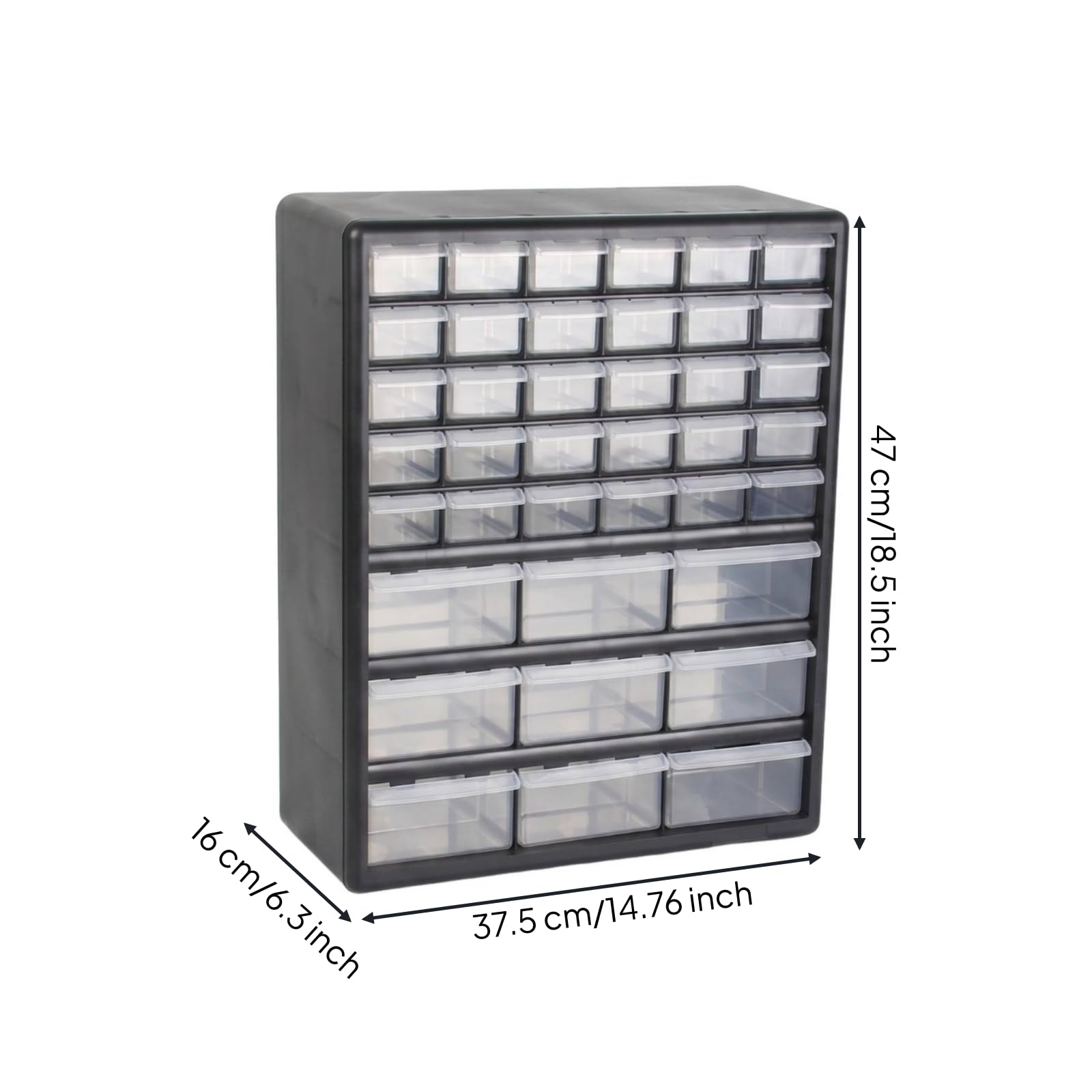 TISHITA Organizer da Cassetto da Scrivania Cassettiera Compatta Organizer Minuterie Componenti Elettronici Attrezzi Plastica con Cassetti Chiari Telaio Nero, Nero