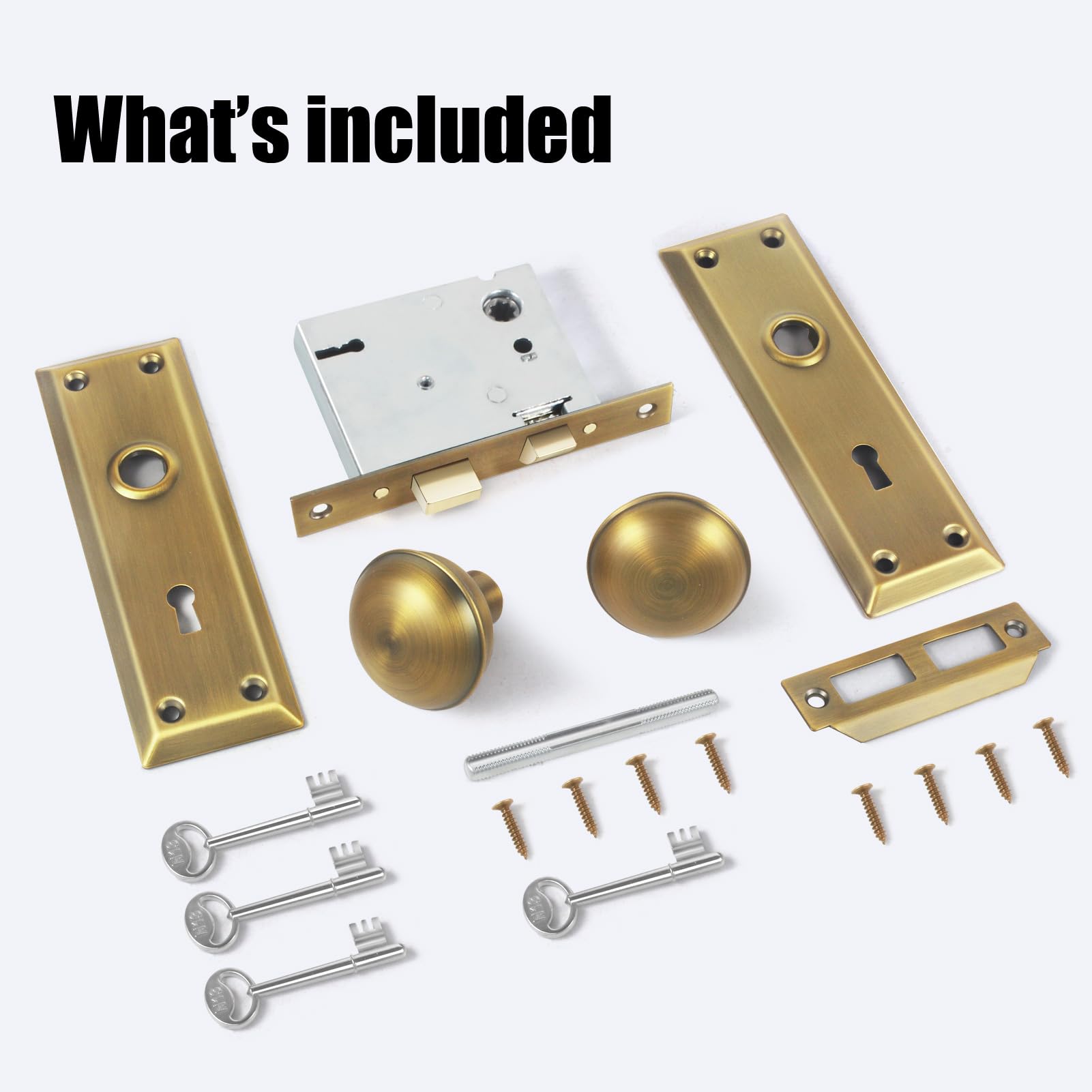 Antique Brass Mortise Lock Set - Interior Door -7