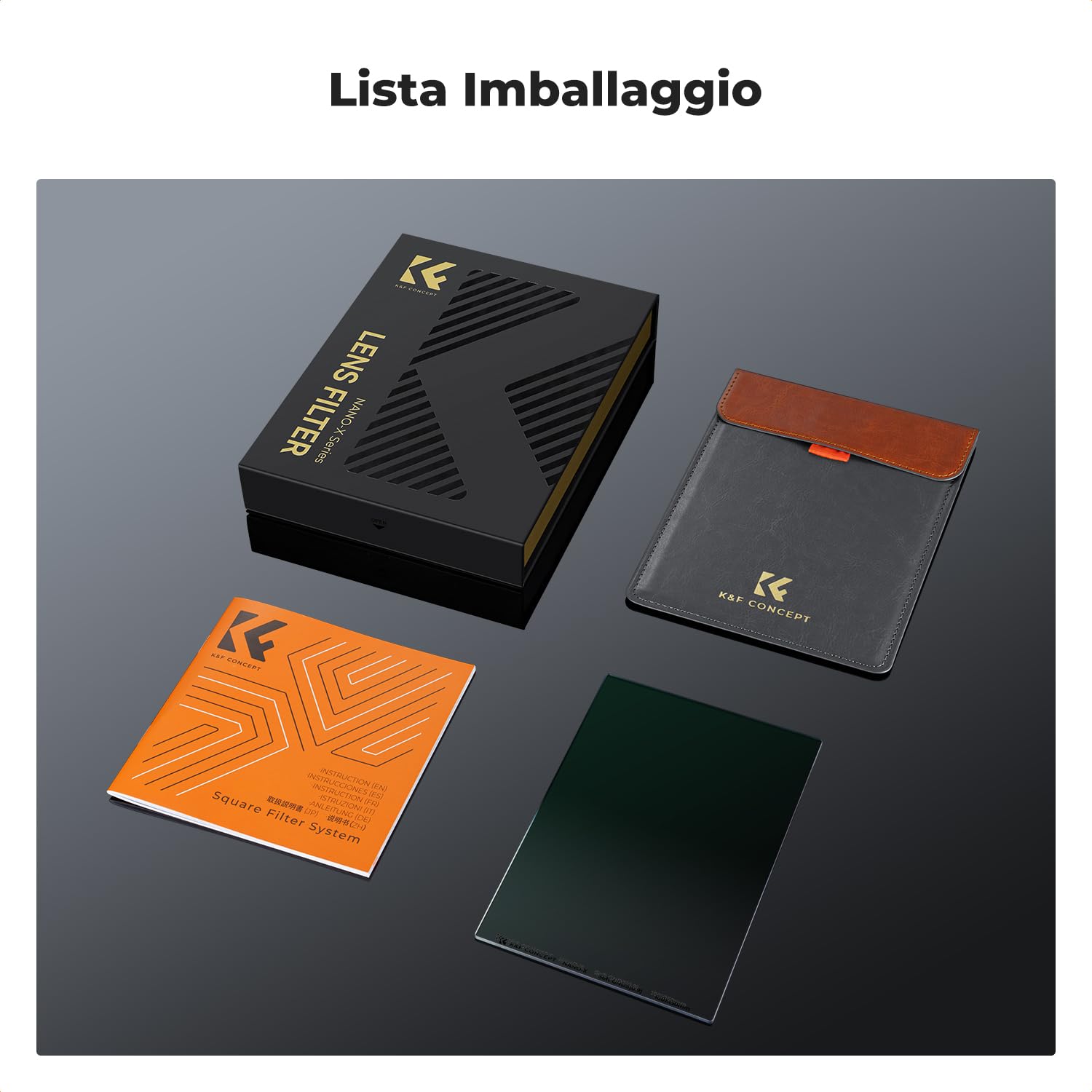 K&F CONCEPT Nano-X Filtri a Lastra Soft GND 8 (0.9) da 100x150mm in Vetro Ottico con 28 Strati Rivestimento Nano Compatibile Nano-X Porta Filtri per Lente