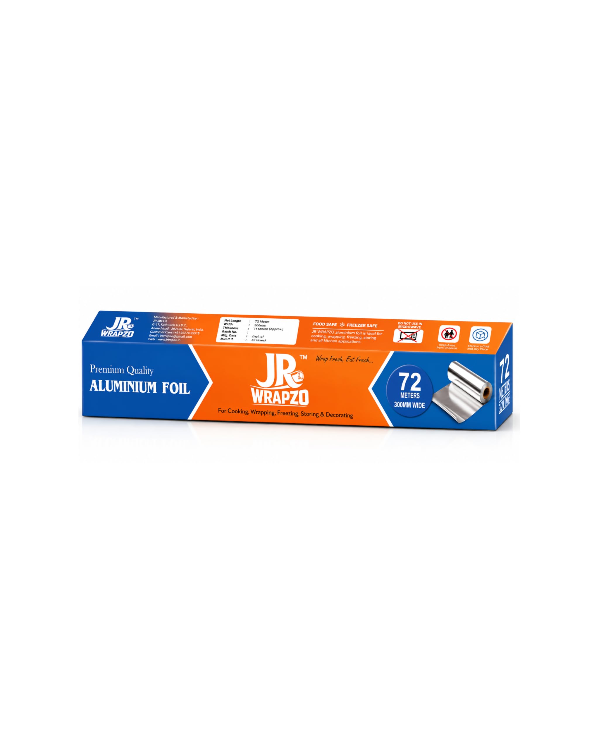 JR WRAPZO 72 MTR Aluminium Foil | 18 Micron Thickness | Ideal for
